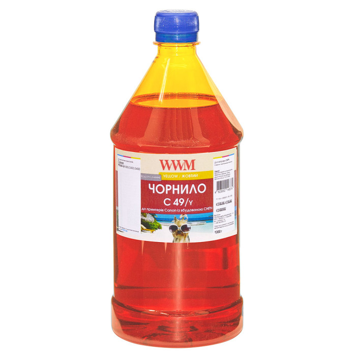 Чернила WWM C49 аналог Canon GI-490Y, GI-40Y 1кг Yellow
